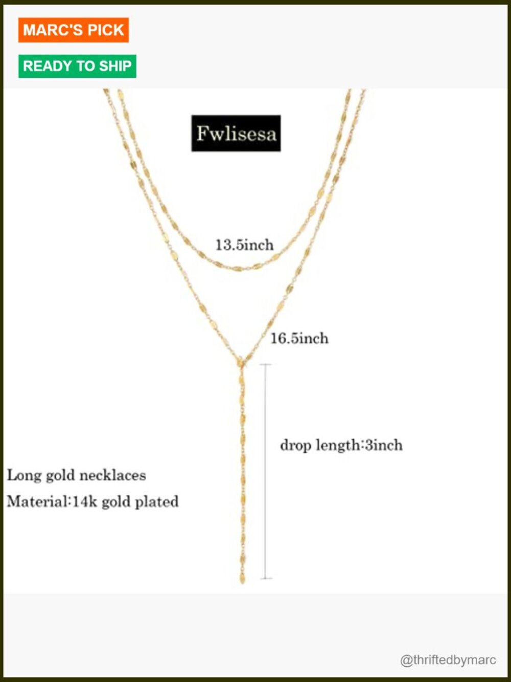 Dainty Gold Long Lariat Necklace for Women Trendy Choker Jewelry - Picture 4 of 6
